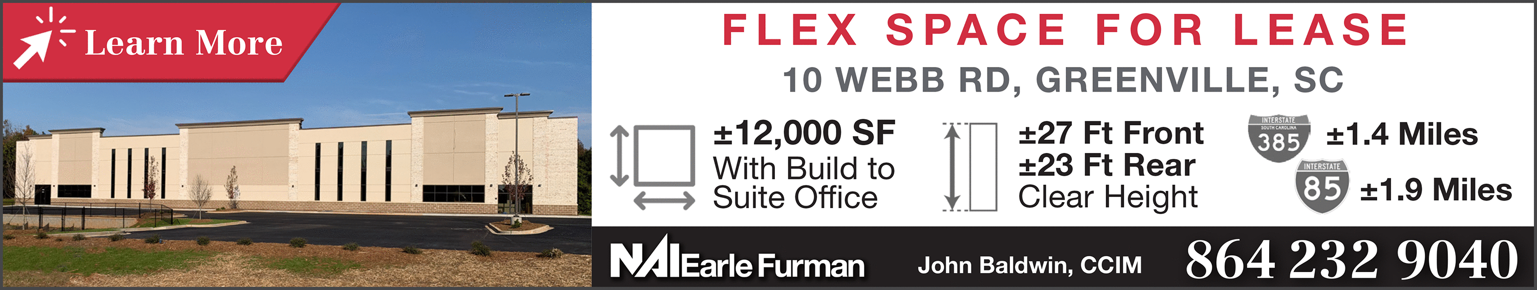 Ad: NAI Earle Furman: office space at Woods Crossing